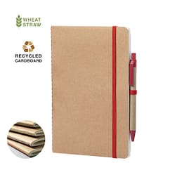Esteka eco Notitieboek heeft een duurzaam notitieboekje en duurzame pen. Van gerecycled karton en duurzame pen van gerecycled karton en tarwestro