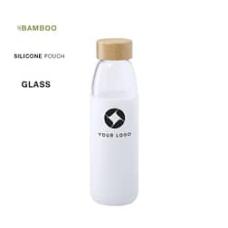 Natuurlijn Teltox Fles gemaakt van duurzaam glas en bamboe met 540ml inhoud. Behuizing van glas, met bamboe schroefdop.