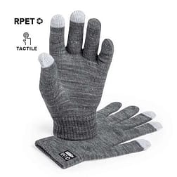 Praktisch paar natuurlijn handschoenen voor apparaten met aanraakscherm. Warme en zachte RPET-polyesterafwerking, gemaakt van gerecycleerd plastic