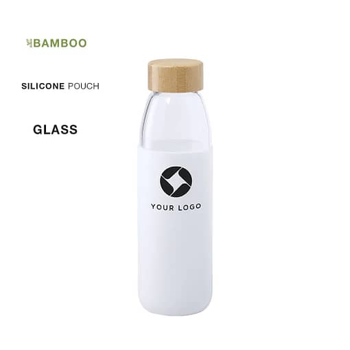 Natuurlijn Teltox Fles gemaakt van duurzaam glas en bamboe met 540ml inhoud. Behuizing van glas, met bamboe schroefdop.